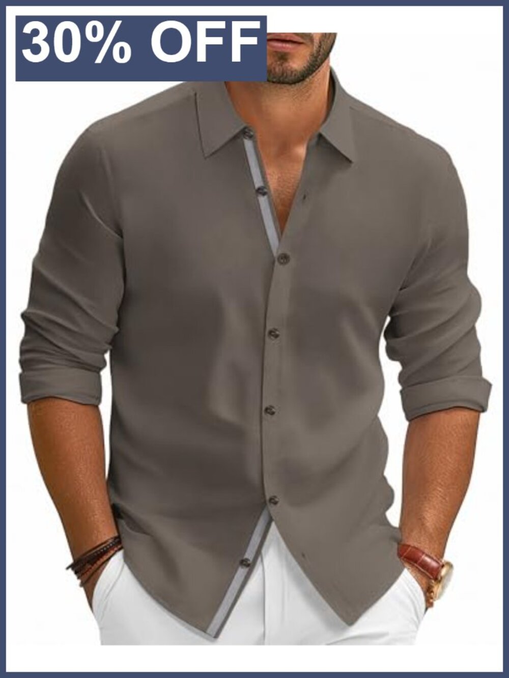 Men's Wrinkle-Free Stretch Dress Shirt Long Sleeve Button Down Modern Fit